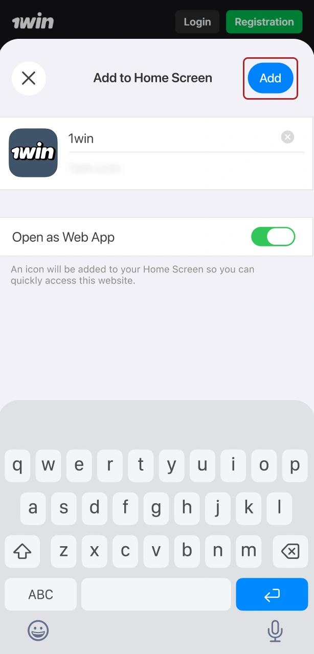 Confirm the addition and launch the 1win App on your iOS device.
