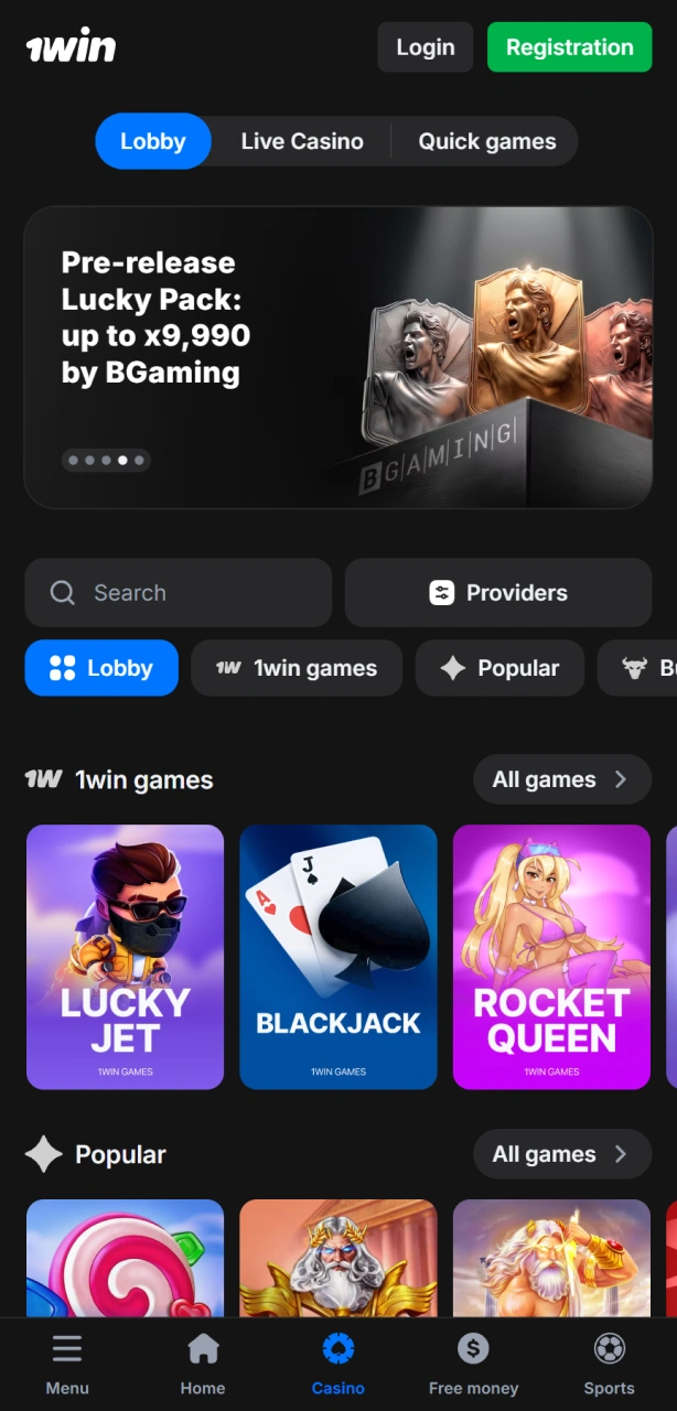 Play top-tier games in the 1win App Casino from anywhere in Canada.